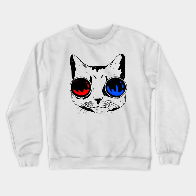 funny cat – Meowtrix (red pill or blue pill) Crewneck Sweatshirt by LiveForever